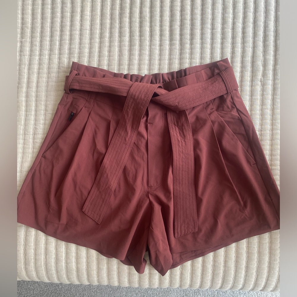 Maroon tie shorts